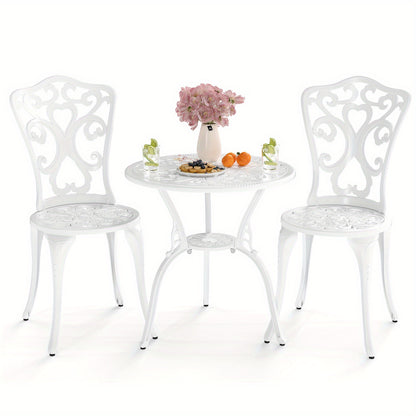 3-delige Bistro Set – Tuinset – Terrasmeubilair – Balkonset – Buitenmeubilair – Weerbestendig Gietaluminium – Parasoluitsparing