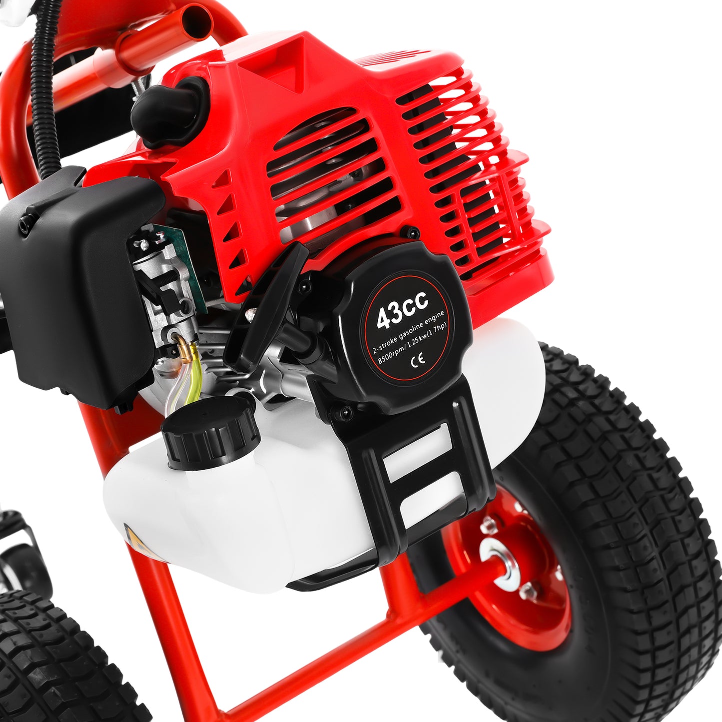 43CC Benzine Veegmachine – Handveger – Motorbezem – Bladveger – Tuinveger – 60 cm Borstelbreedte – 1,7 PK Motor – Stevige Constructie