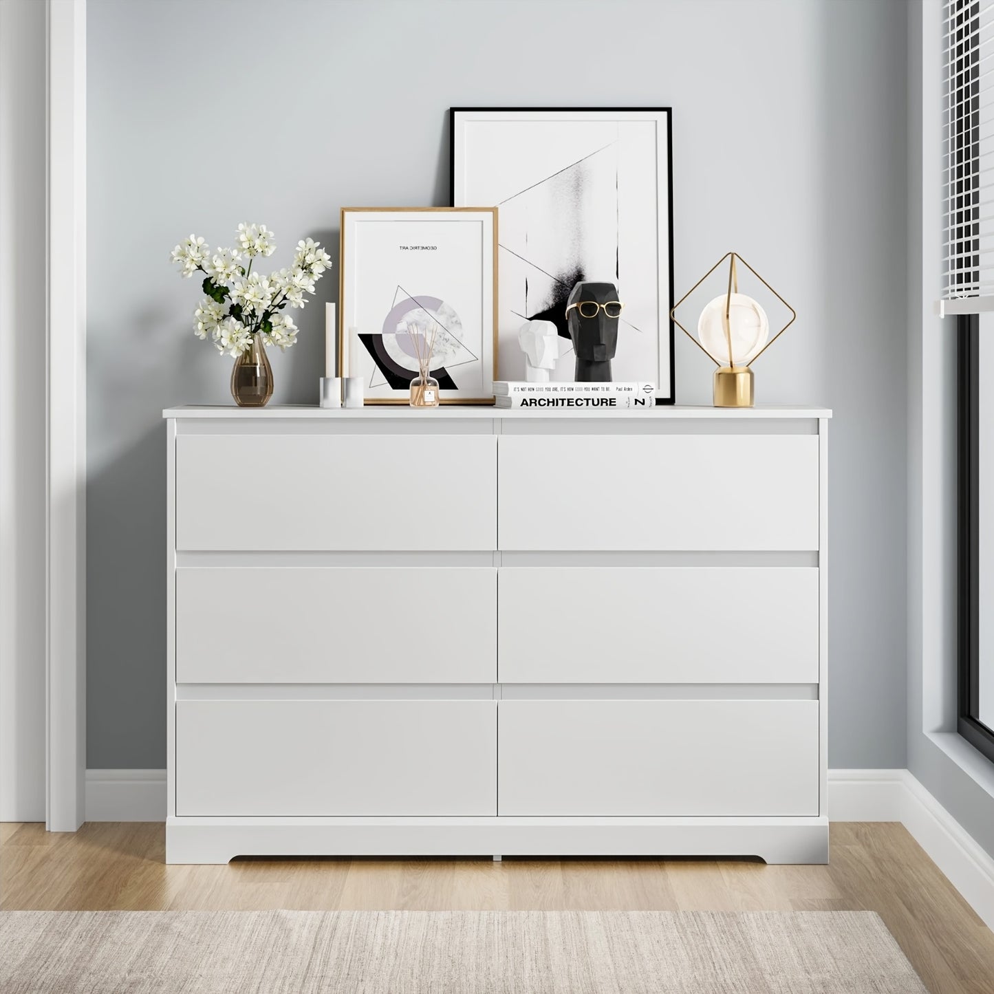 Ladeblok – Ladekast – Kast – Dressoir – Opbergkast – 6 Ruime Lades – Hoogwaardig MDF & Houten Ladepanelen – 120x40x82 cm – Anti-Omvalbeveiliging