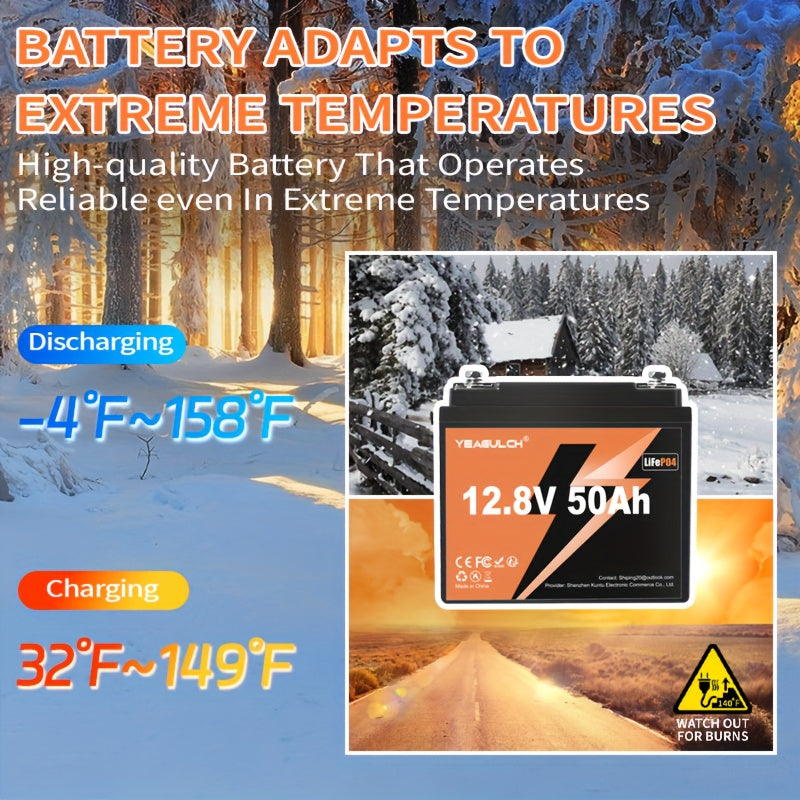 Li-ion Accu – Lithium Batterij – Oplaadbare Accu – Lithium-Ion Accu – Lithium IJzerfosfaat Accu – 12V 50Ah – 4000+ Cycli – 50A BMS Beveiliging