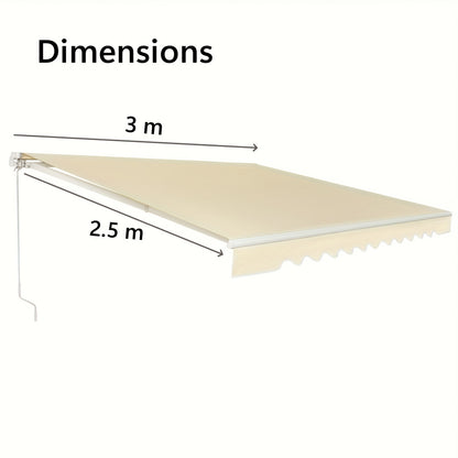 Zonnescherm – Zonnescherm Balkon – Verstelbaar Zonnescherm – Marktkraam Scherm – Aluminium Frame – 3x2,5 Meter – Handmatige Slinger