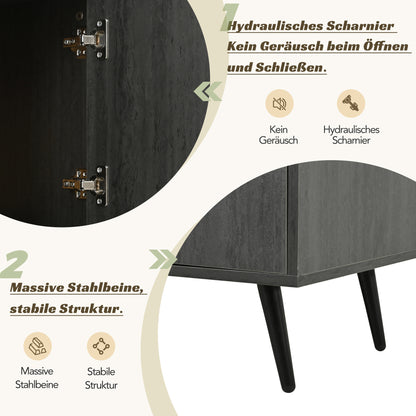 TV-Meubel – TV-Kast – Lowboard – Mediameubel – Tv-Stand – 3 Deuren Met Glazen Klapdeur – Geschikt Voor Tv’s Tot 90 Inch