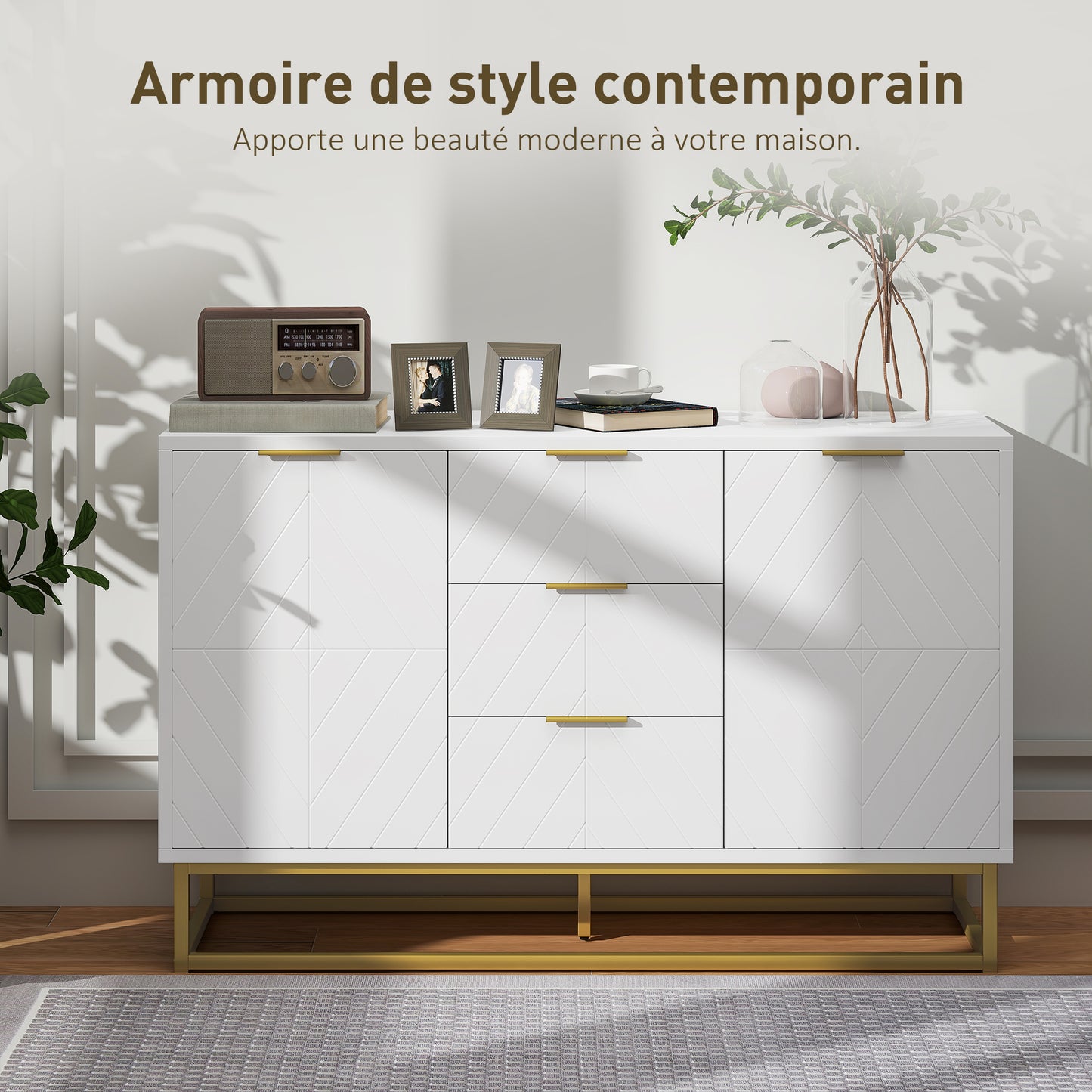 Opbergkast – Buffet – Kast – Opbergmeubel – Dressoir – Wit – 120x40x76 cm – Verstelbare Planken