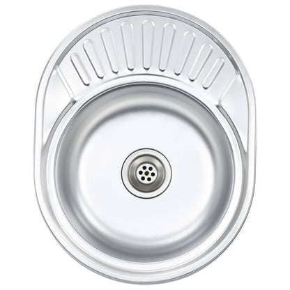 Inbouwspoelbak – Keukenspoelbak – Spoelbak – Gootsteen – Vaatwasbak – Roestvrij Staal – Ovaal Design – Ingebouwde Zeef En Sifon – Onderhoudsvriendelijk