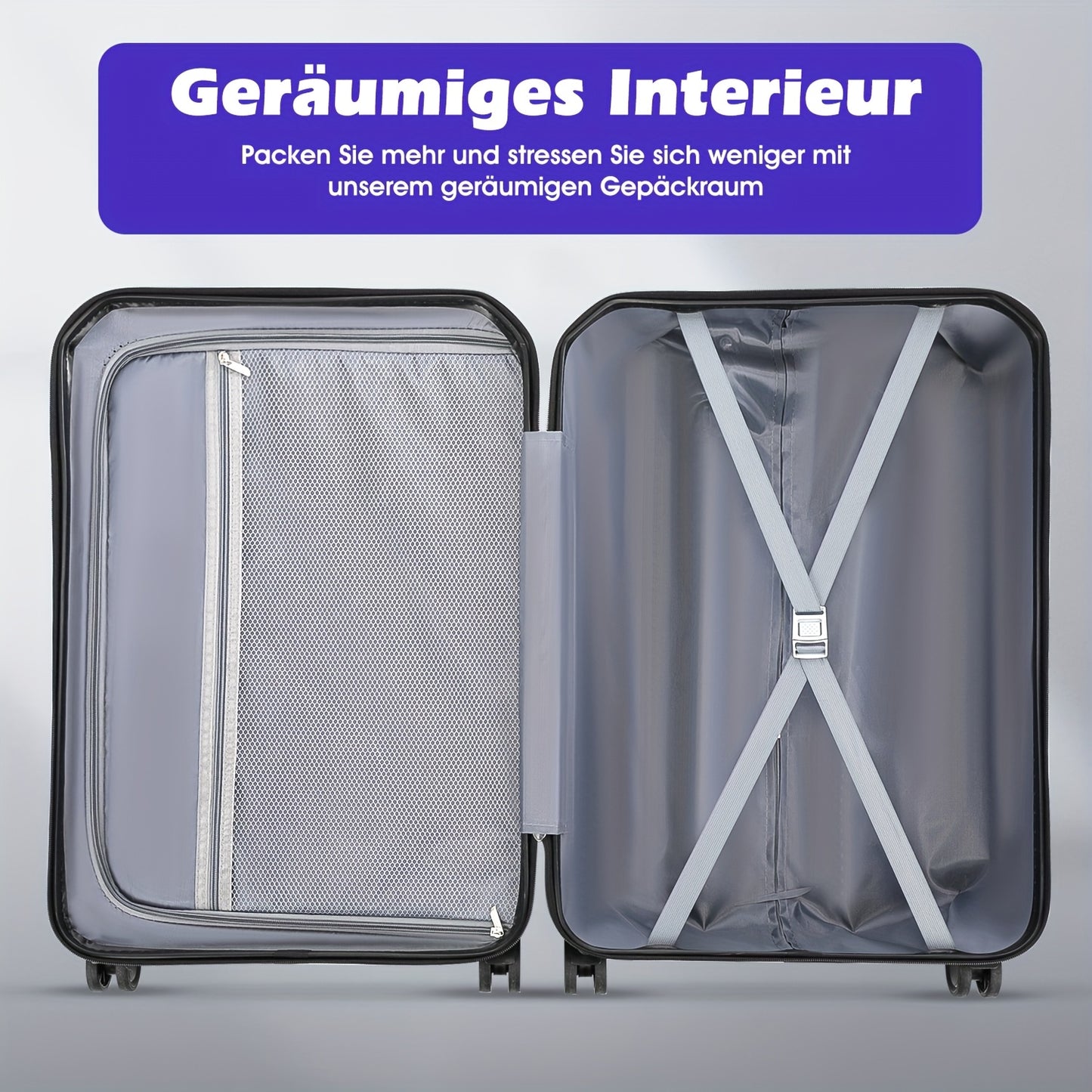 Vierdelige Hardshell Kofferset – Koffer Set – Reiskoffer – Spinner Koffer – Bagage – 360° Draaibare Wielen – TSA Cijferslot – Anthracite