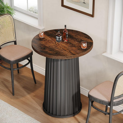 Ronde Eettafel – Kleine Keukentafel – Bistrotafel – Eettafel Voor 2 Personen – Compacte Tafel – Massief Houten Blad – Metalen Onderstel – Diameter 60 cm – Krasbestendig & Makkelijk Te Reinigen