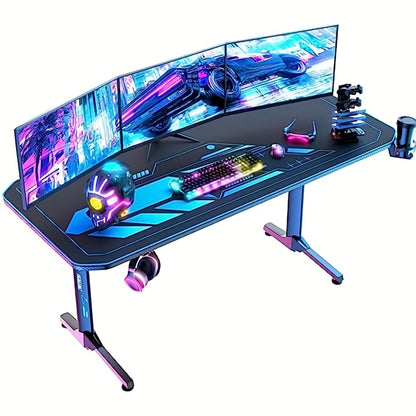 Gaming Bureau – Game Tafel – PC Bureau – Computertafel – Gamer Desk – Ergonomisch Ontwerp – Carbon Fiber Muismat 160 x 75 x 75 cm