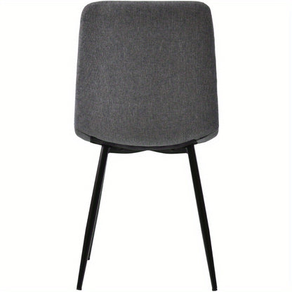 Eetkamerset – Eettafel Set – Keukentafel Met Stoelen – Diningset – Tafel Met Stoelen – 120x70 cm Matzwart Metaal – Donkergrijze Linnen Bekleding