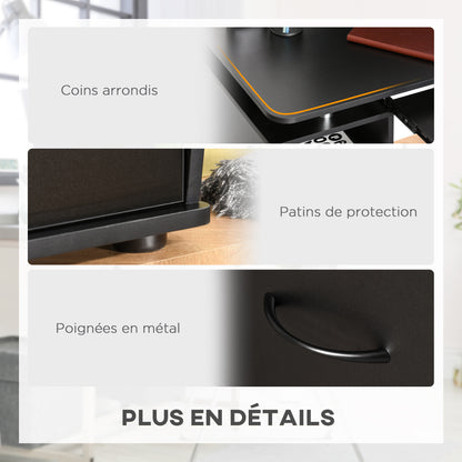 Computerbureau – Bureau – Werkplek – Schrijftafel – Bureau met Opbergruimte – Zwart – 120x55x85 cm – Veelzijdige Opbergruimte – Geïntegreerd Kabelbeheer