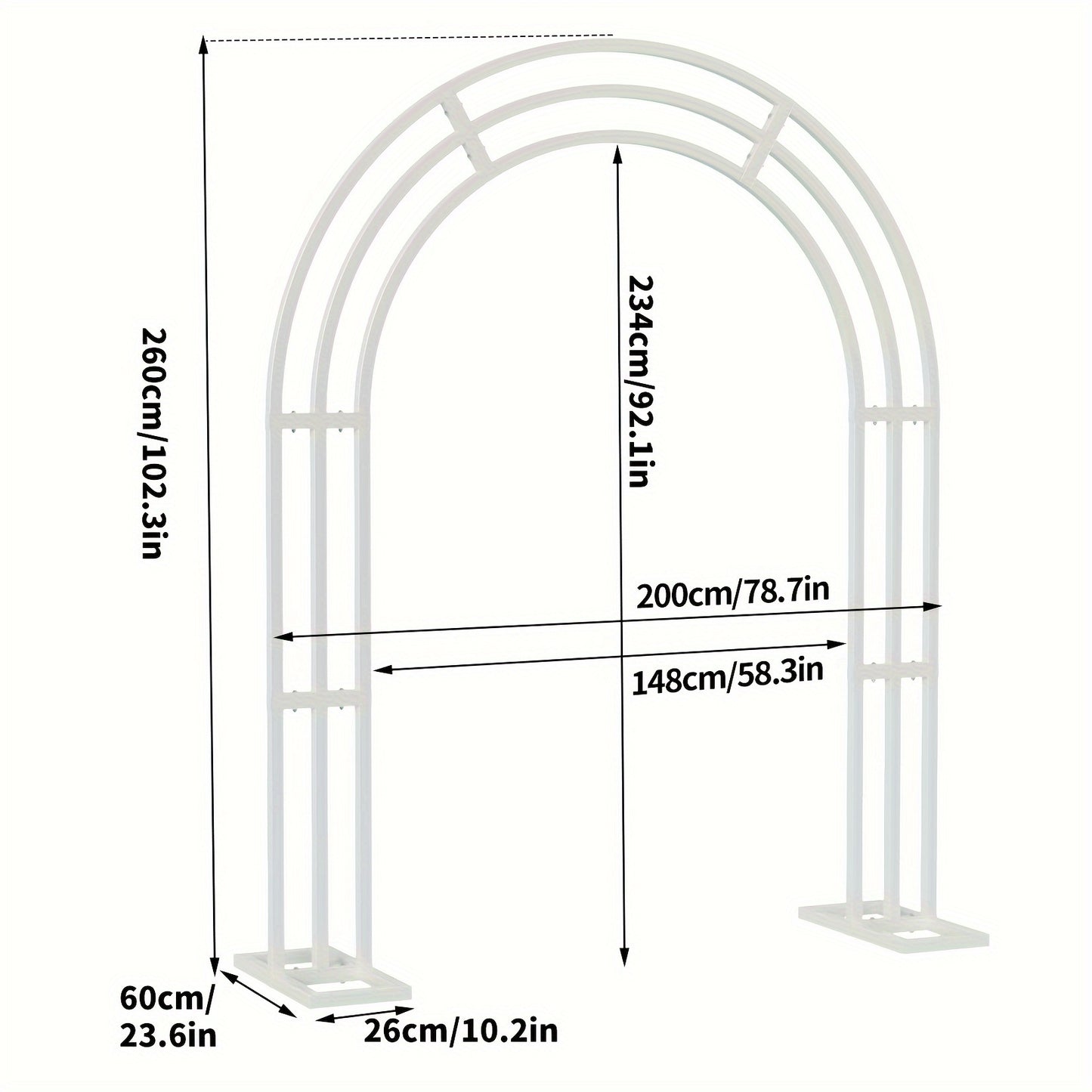 Metalen Tuinboog – Tuinboog Witte Boog Feestboog Bloemenboog – 200x260 cm – 100% IJzer – Stevig & Duurzaam