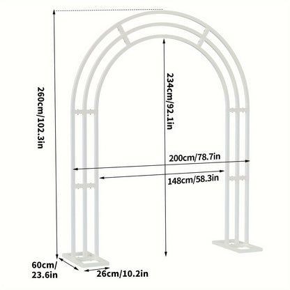 Metalen Tuinboog – Tuinboog Witte Boog Feestboog Bloemenboog – 200x260 cm – 100% IJzer – Stevig & Duurzaam