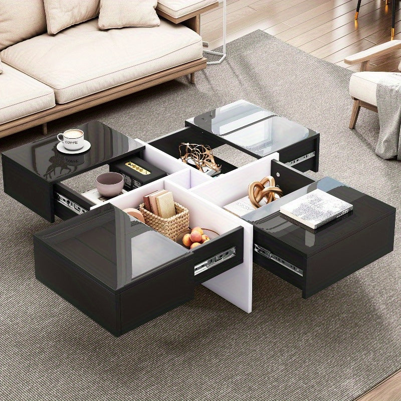Koffietafel – Salontafel – Tafel – Bijzettafel – Centertafel – Hoogglans Afwerking – Metalen Constructie 70x70x35cm