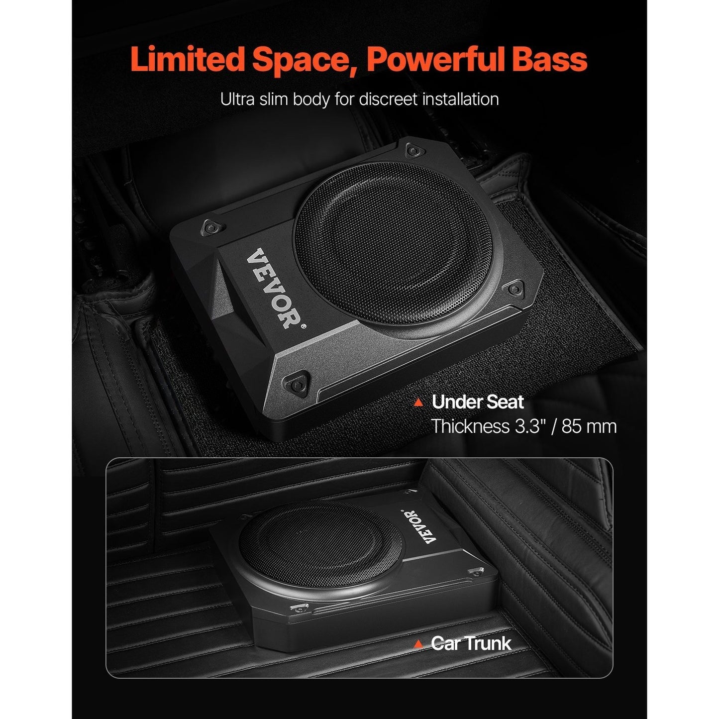 Subwoofer – Autosubwoofer – Underseat Subwoofer – Actieve Subwoofer – Auto Subwoofer – 10 Inch – Slim Design – 400W Piekvermogen