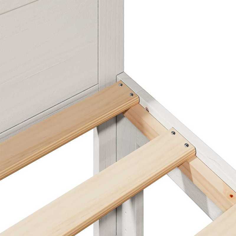 Bedframe – Bedbodem – Bedonderstel – Onderstel – Ledikant – Wit – 90x200 cm – Hardhouten Stevig Design – Vooraf Gemonteerd