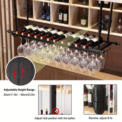 Plafond Wijnglashouder – Wijnglasrek – Glazenhouder – Stemware Rek – Baraccessoire – Zwart Metaal – Ruimtebesparend & Duurzaam