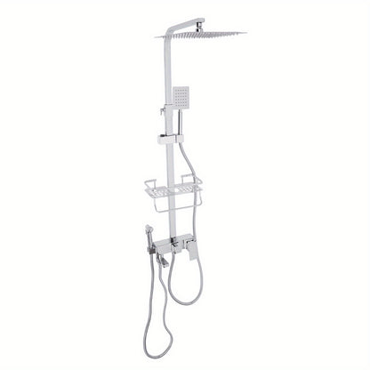 Douchekraan Set – Regendouche – Handdouche – Douchethermostaat – Doucheset Met Mandje – Verstelbare Hoogte 73-116 cm – 360° Swivel Rain Shower & Air Boost Technologie
