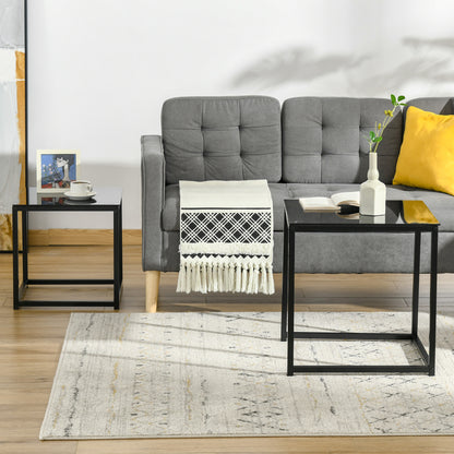Bijzettafel – Bijzettafeltje – Salontafel – Side Table – Nachtkastje – Gehard Glas Tafelblad – Stapelbaar Design