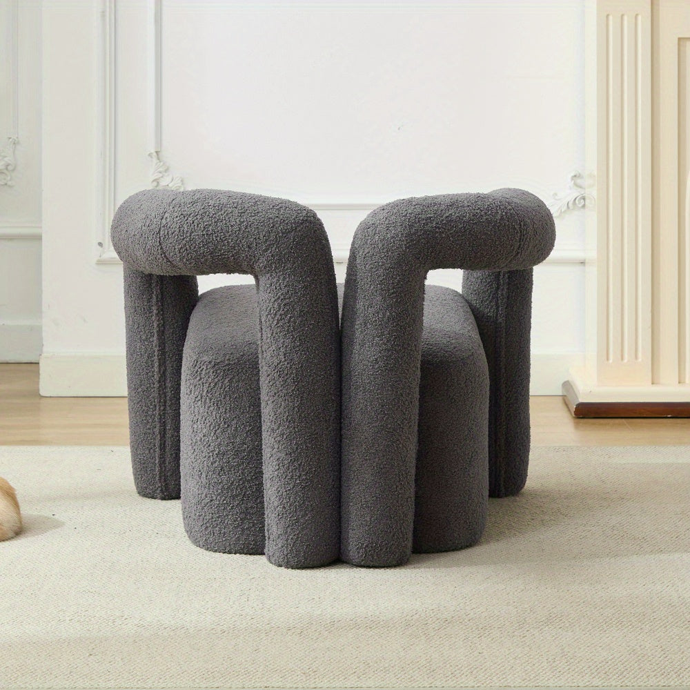 Leesstoel – Fauteuil – Relaxstoel – Loungefauteuil – Zetel – Sherpa Stof – Memory Foam Vulling – Breed Armleuningontwerp – Grijs