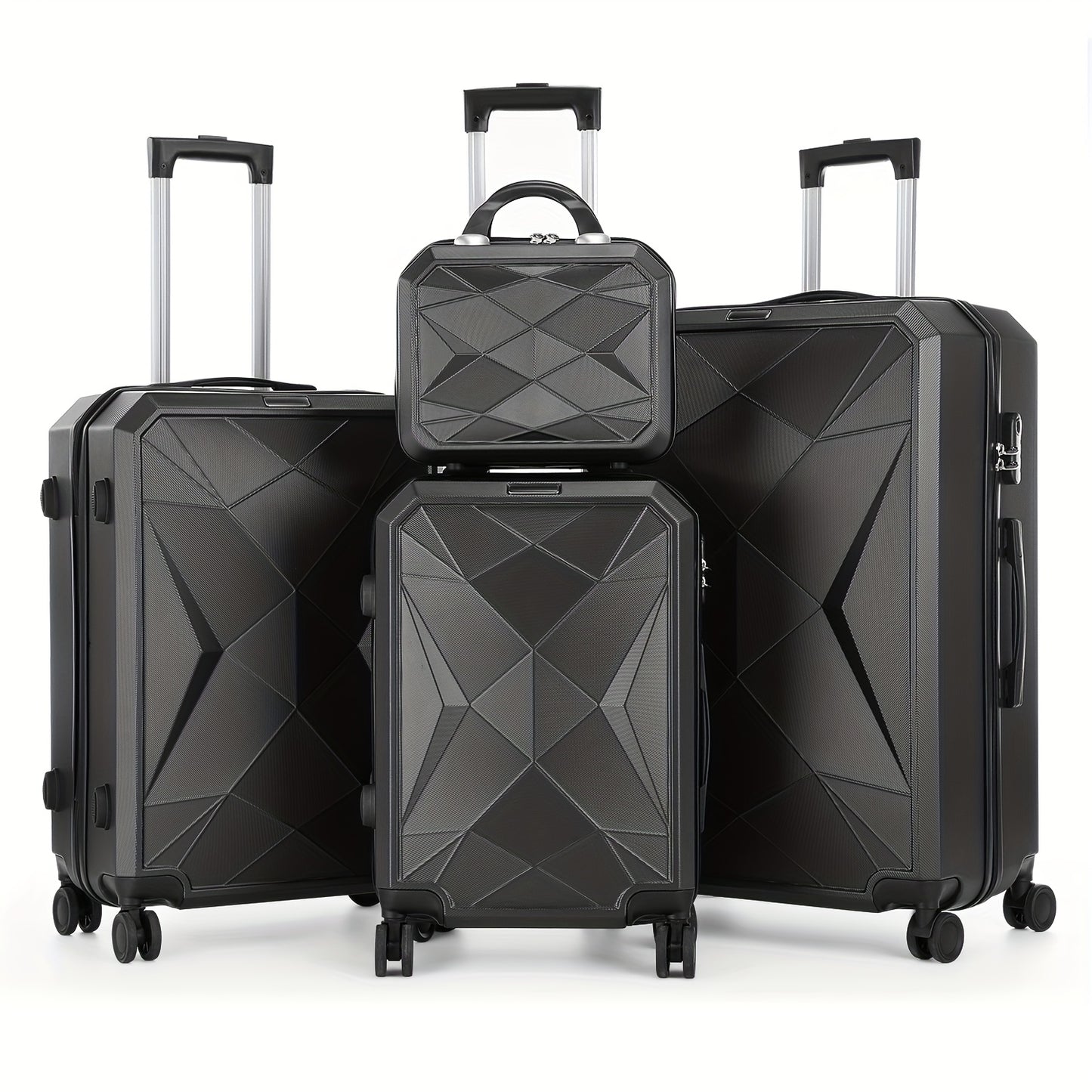 Vierdelige Hardshell Kofferset – Koffer Set – Reiskoffer – Spinner Koffer – Bagage – 360° Draaibare Wielen – TSA Cijferslot – Anthracite