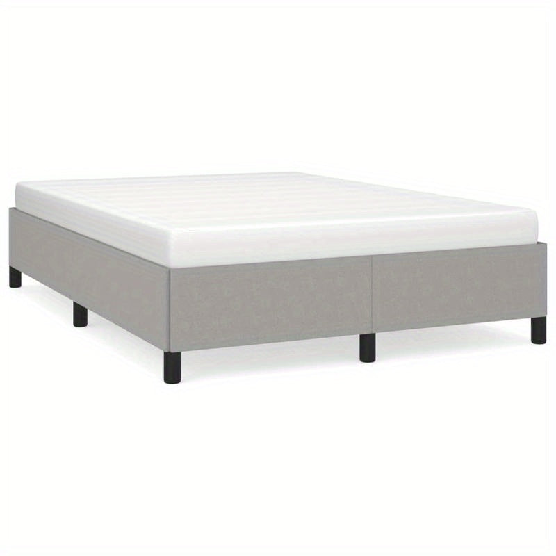 Modern Light Gray Bed Frame 140x200cm - Removable Fabric, Wooden Slats, No Power Needed, All-Season Comfort, Easy Assembly, Contemporary Design for Small Spaces, Bedroom Furniture, Minimalist Bedroom, Durable Bed Frame