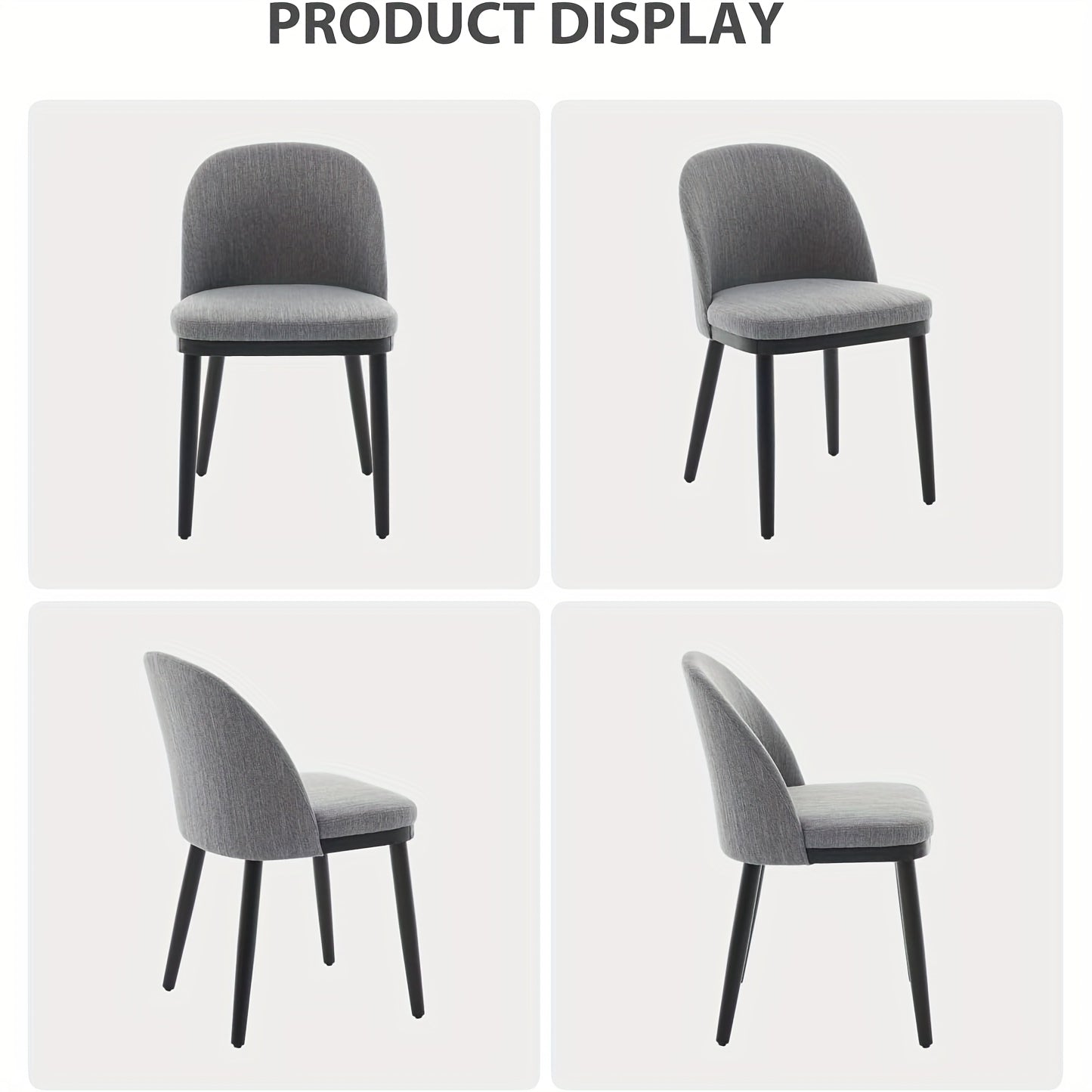 Set van 2 Eetkamerstoelen – Moderne Stoelen – Design Stoelen – Keukenstoelen – Stoel Zonder Armleuning – Hoog Rugleuning Design – MDF Met Houten Poten – Comfortabele Gevoerde Zitting Grijs