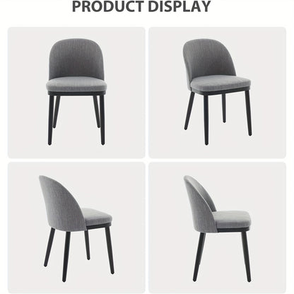 Set van 2 Eetkamerstoelen – Moderne Stoelen – Design Stoelen – Keukenstoelen – Stoel Zonder Armleuning – Hoog Rugleuning Design – MDF Met Houten Poten – Comfortabele Gevoerde Zitting Grijs