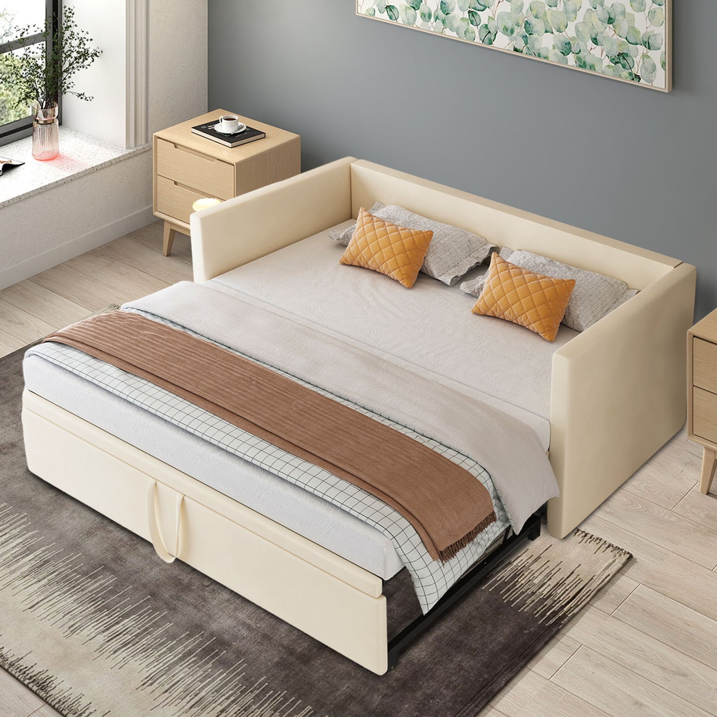 2-in-1 Slaapbank – Bedbank – Slaapbankbed – Uitschuifbare Bank – Multifunctionele Bank – 90/180x200 cm XL Slaapfunctie – Fluwelen Bekleding
