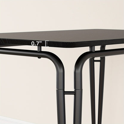 Eettafelset – Eettafel en Stoelen – Dinerset – Keukentafelset – Compacte Tafelset – Ruimtebesparend Ontwerp – MDF Tafelblad met Metalen Frame – Zwart