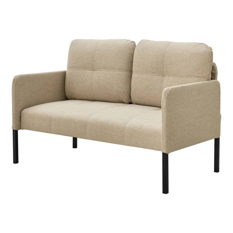 2-Zits Bank – Tweezitsbank – Houtribank – Zithoekbank – Compact Bankje – Beige Kleur – Stevig Houten Frame – Met Twee Rugkussens