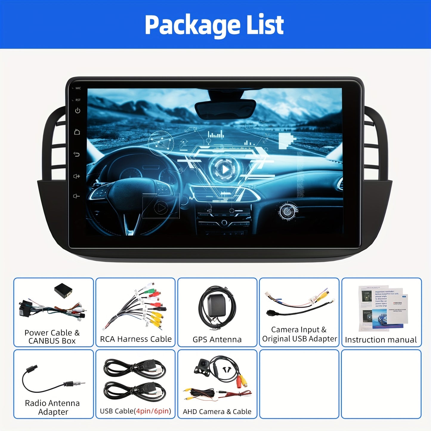 Multimedia Auto Radio – Car Stereo – Autoradio – Navigatiesysteem – Touchscreen Radio – Android 14 – 9 Inch IPS Scherm – Inclusief AHD Achteruitrijcamera – Wit