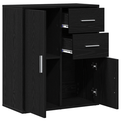 Modern Black Oak Sideboard with Removable Storage Drawers & Doors - 60x31x70cm, Minimalist Design for Living Room, Bedroom, Office - Durable Wood Furniture, Bedroom Organizer, Contemporary Furniture, Sleek Furniture, Sturdy C