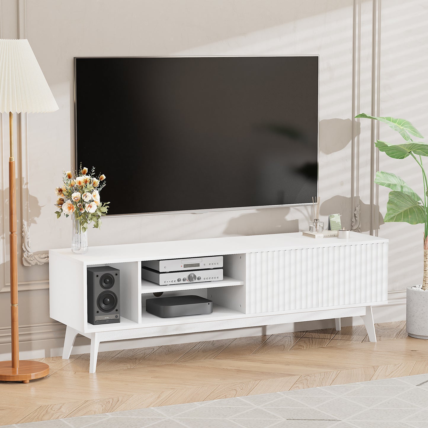 Tv Meubel – Tv Kast – Tv Dressoir – Media Meubel – Entertainment Center – Industrieel Design – Eikenhout – Geschikt Voor Televisies Tot 152,4 Cm