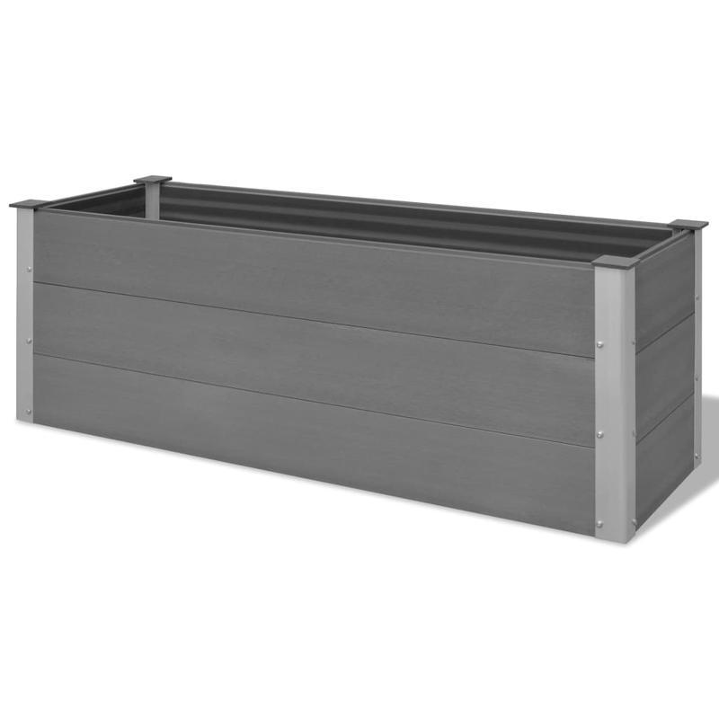 Tuinbak – Verhoogd Plantenbak – Bloembak – Moestuinbak – Plantenbakje – WPC Materiaal – 150x50x54 cm – Weerbestendig – Lichtgewicht – Grijs