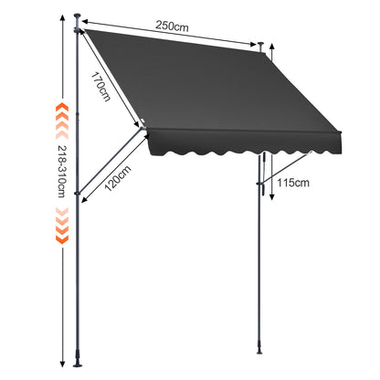 Uitvalscherm – Terrasscherm – Zonnescherm – Pergolascherm – Uitvalzonwering – 250x120 cm – UV Bescherming en Waterafstotend