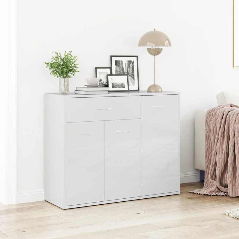 Sideboard high-gloss white 88x30x70cm wood material,  Modern Sideboard, Sideboard Cabinet, Sleek Lines, Quality Wood Material, Durable Build, Apartment Dwellers, Modern Homeowners