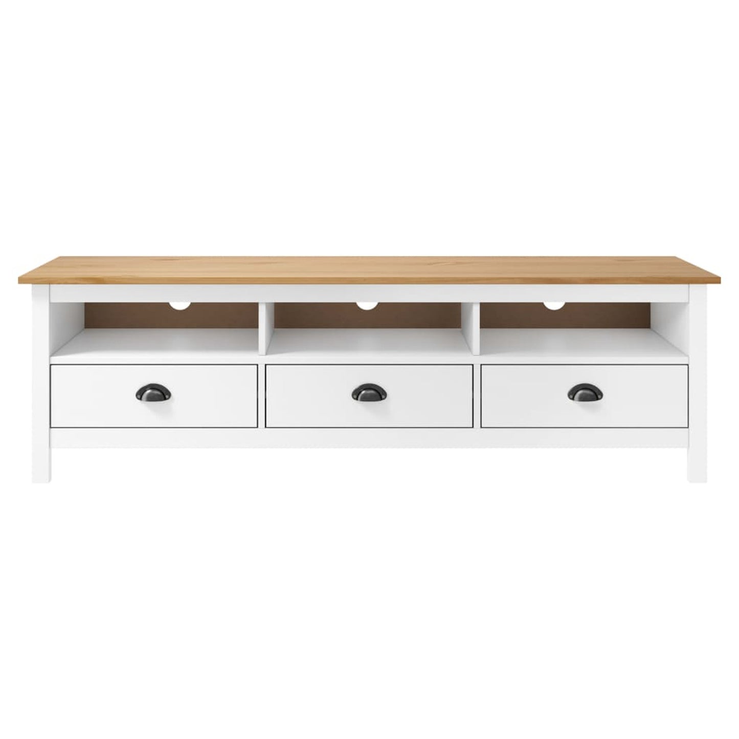 TV Cabinet Hill White 158x40x47cm Solid Pine Wood TV Stand Entertainment Center with Storage, Media Television Table for Living Room Bedroom