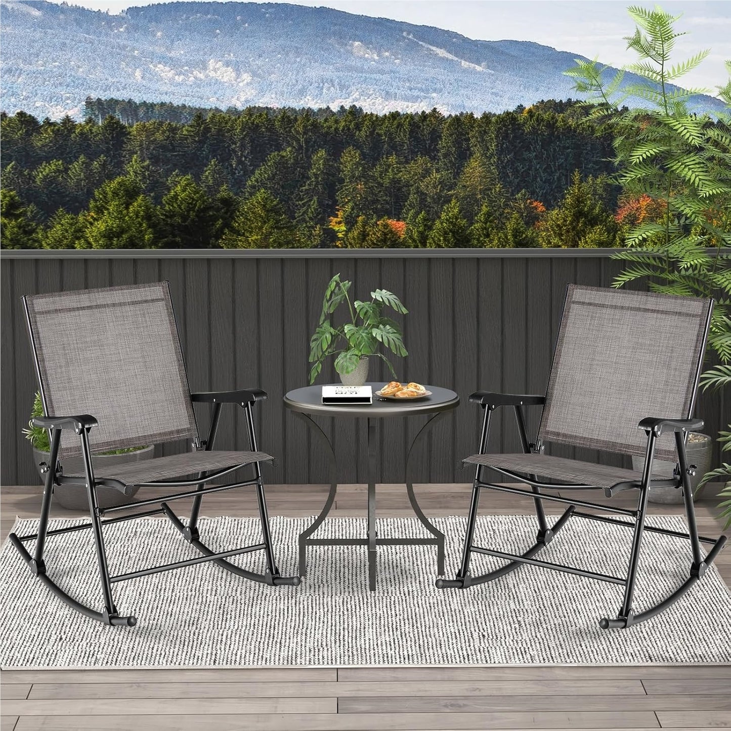 Schommelstoel – Schommelstoel Buiten – Tuinstoel Schommel – Relaxstoel Tuin – Inklapbare Schommelstoel – Met Ademend Zitmateriaal – Met Stevig Metaalframe tot 150 kg
