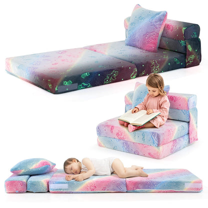 Kinderbank – Kinderstoel – Speelbank – Vloermatras – Kinderbed – Glow-in-the-Dark Print – Machinewasbare Flanellen Hoes