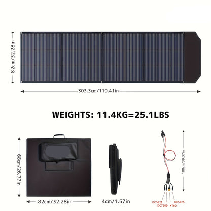 Draagbaar Opvouwbaar Zonnepaneel – Mobiel Zonnepaneel – Outdoor Zonnepaneel – 400W - Reis Zonnepaneel – Powerbank Oplader – Hoog Rendement – Weerbestendig - QUORE