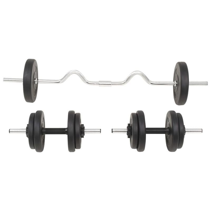 Langhantel- und Kurzhantel-Set 30kg – Halterstange – Gewichtsscheiben – Hantelscheiben – Kurz-Hantelstange – Robuste Verarbeitung – Vielseitiges Fitnesszubehör
