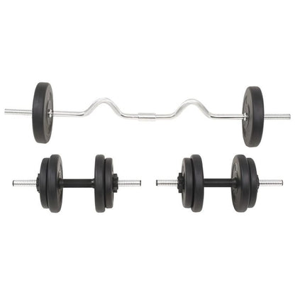 Langhantel- und Kurzhantel-Set 30kg – Halterstange – Gewichtsscheiben – Hantelscheiben – Kurz-Hantelstange – Robuste Verarbeitung – Vielseitiges Fitnesszubehör