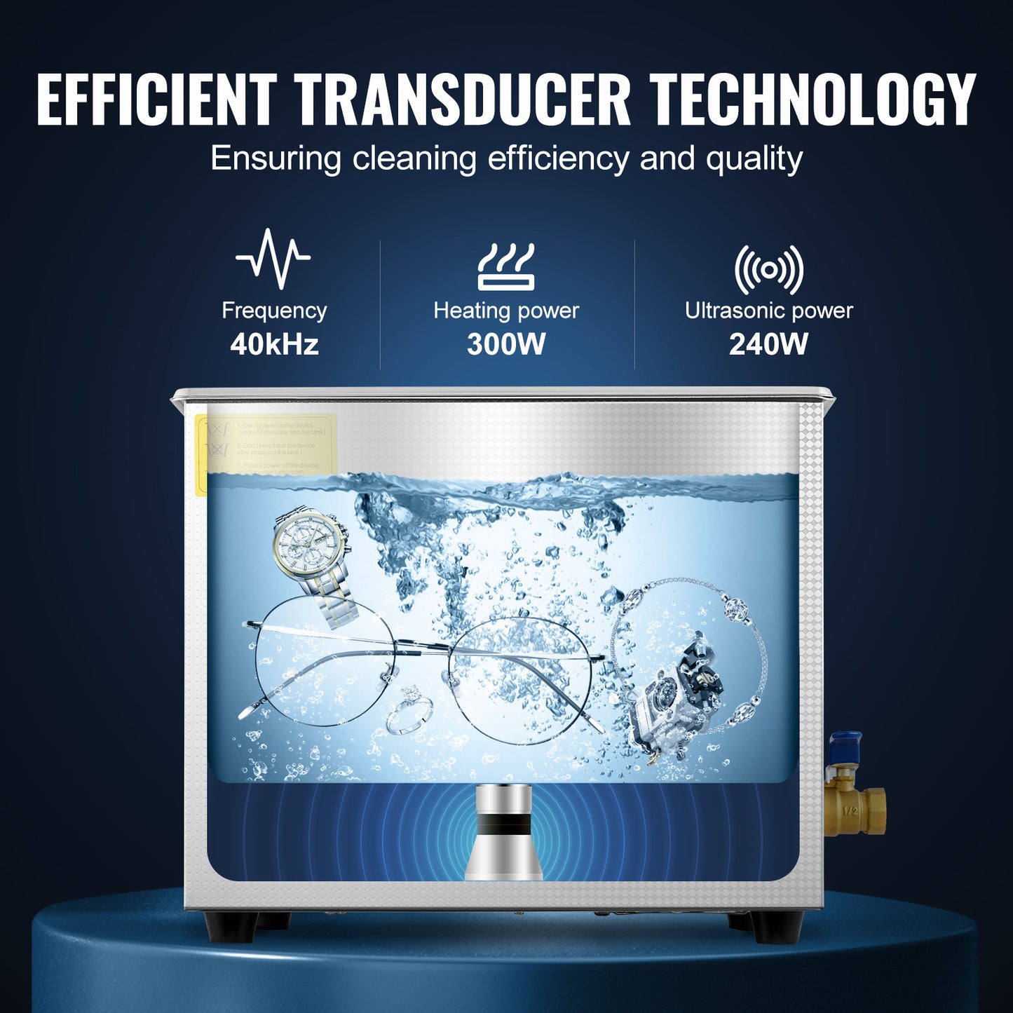 Ultrasone Reiniger – Sieradenreiniger – Brillenreiniger – Horlogereiniger – Bestekreiniger – 9,5 Liter RVS Tank – 40 kHz Ultrasoon Met Verwarming