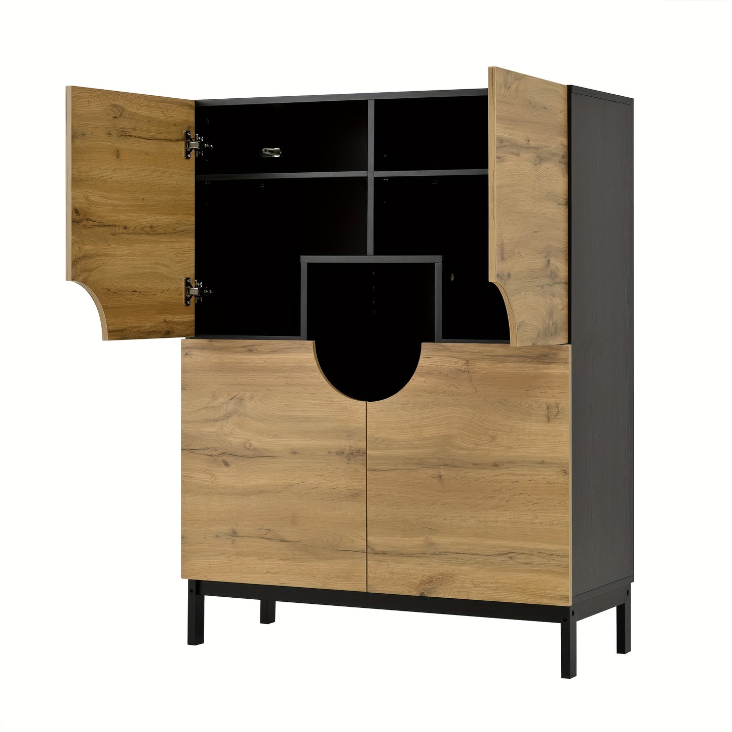 Modern Two-in-One Shoe Cabinet & Display Cabinet with Adjustable Shelves - Wide 40cm Metal Frame Entryway Storage Furniture, Spacious Large Shoe Organizer with Solid Wood-Like Legs, Contemporary Hallway Cabinet for Home/Offic