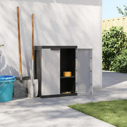 Tuinkast – Tuinberging – Opbergkast – Bergkast – Schuurkast – Grijs en Zwart – Compact Formaat 65x37x85 cm – Duurzaam Materiaal PP en RVS