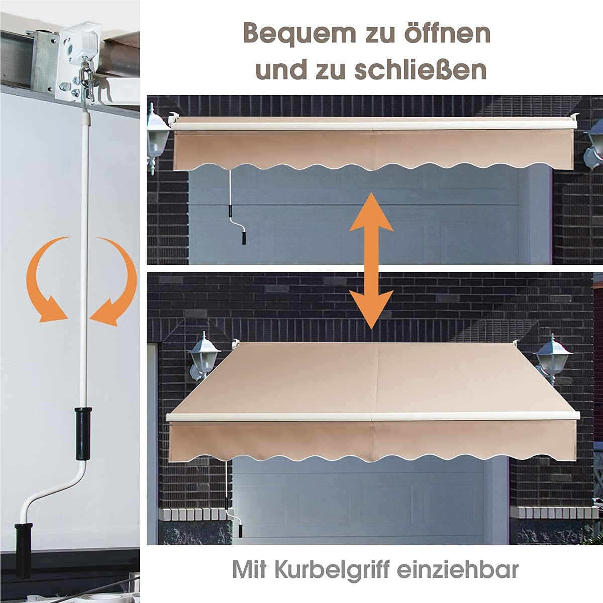 Zonnescherm – Zonwering – Terrasoverkapping – Balkonzonwering – Uitschuifbaar – Verstelbare Hoek 40-100° – 250x200 cm – Waterafstotend Aluminiumframe – Handbediening