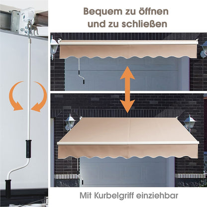 Zonnescherm – Zonwering – Terrasoverkapping – Balkonzonwering – Uitschuifbaar – Verstelbare Hoek 40-100° – 250x200 cm – Waterafstotend Aluminiumframe – Handbediening