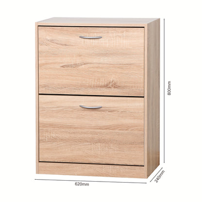Schoenenkast – Opbergmeubel – Schoenenrek – Halmeubel – Schoenenopberger – Metaal – 2 Klapdeuren – 2 Lagen – Compact Design – Vloermontage