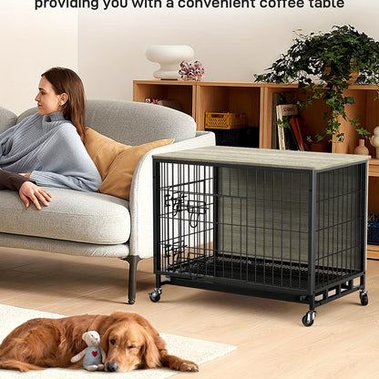 Hondenren – Hondenbench – Puppyren – Hondenkennel – Hondenhok – 69x51x60 cm – Metalen Frame – Dubbele Deuren & Uitneembare Lade