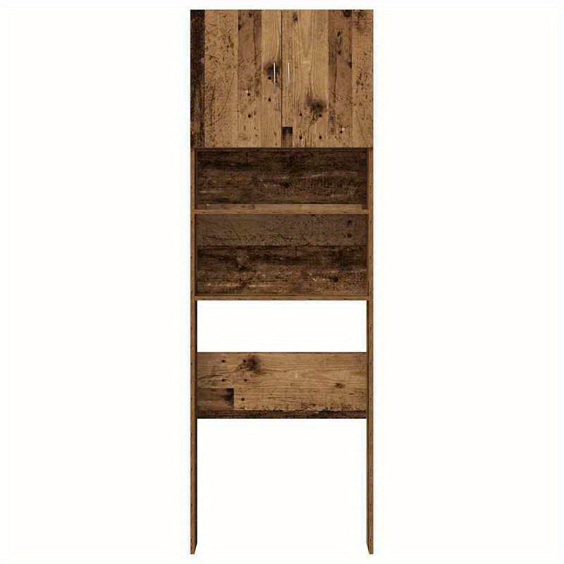 Wasmachinekast – Wasmachineombouw – Wasmachineberging – Opbergkast – Kast Voor Wasmachine – Nostalgisch Oud Hout Design – Afmetingen 64x24x190 cm – Bruin
