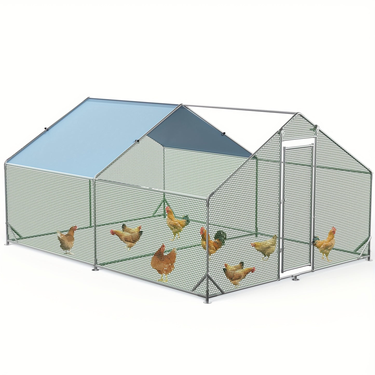 Large Metal Chicken Coop, Outdoor Walk-in, Heavy-duty, with Reinforced Three-support Steel Frame, Lid, And Roof, Silvery, Chicken Housing, Heavyduty Coop, Spacious Enclosure, Weatherresistant Roof, Metal Coop, Poultry Cage, F